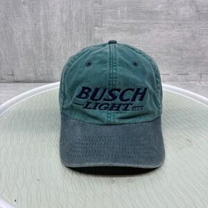 Busch Light Beer Hat Mens Green Blue Two Tone Embroidered Strapback Dad Cap